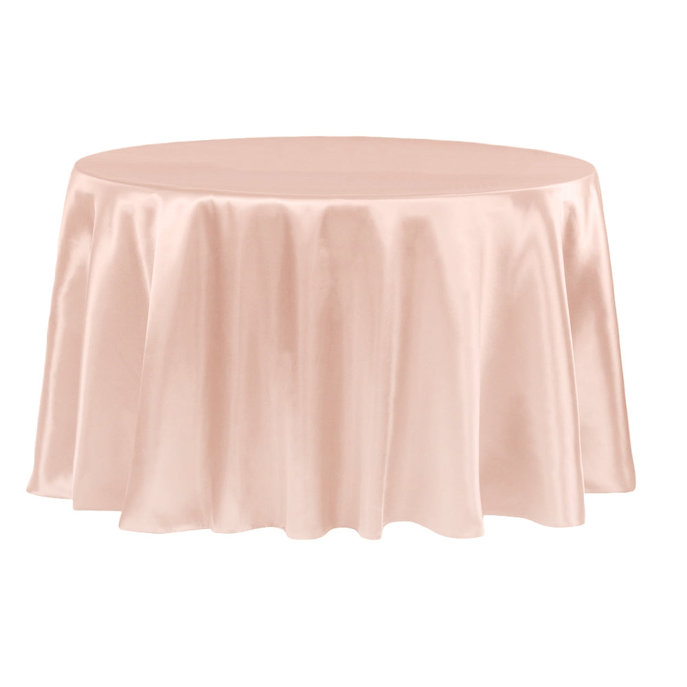 Satin 120" Round Tablecloth - Blush/Rose Gold for event rental