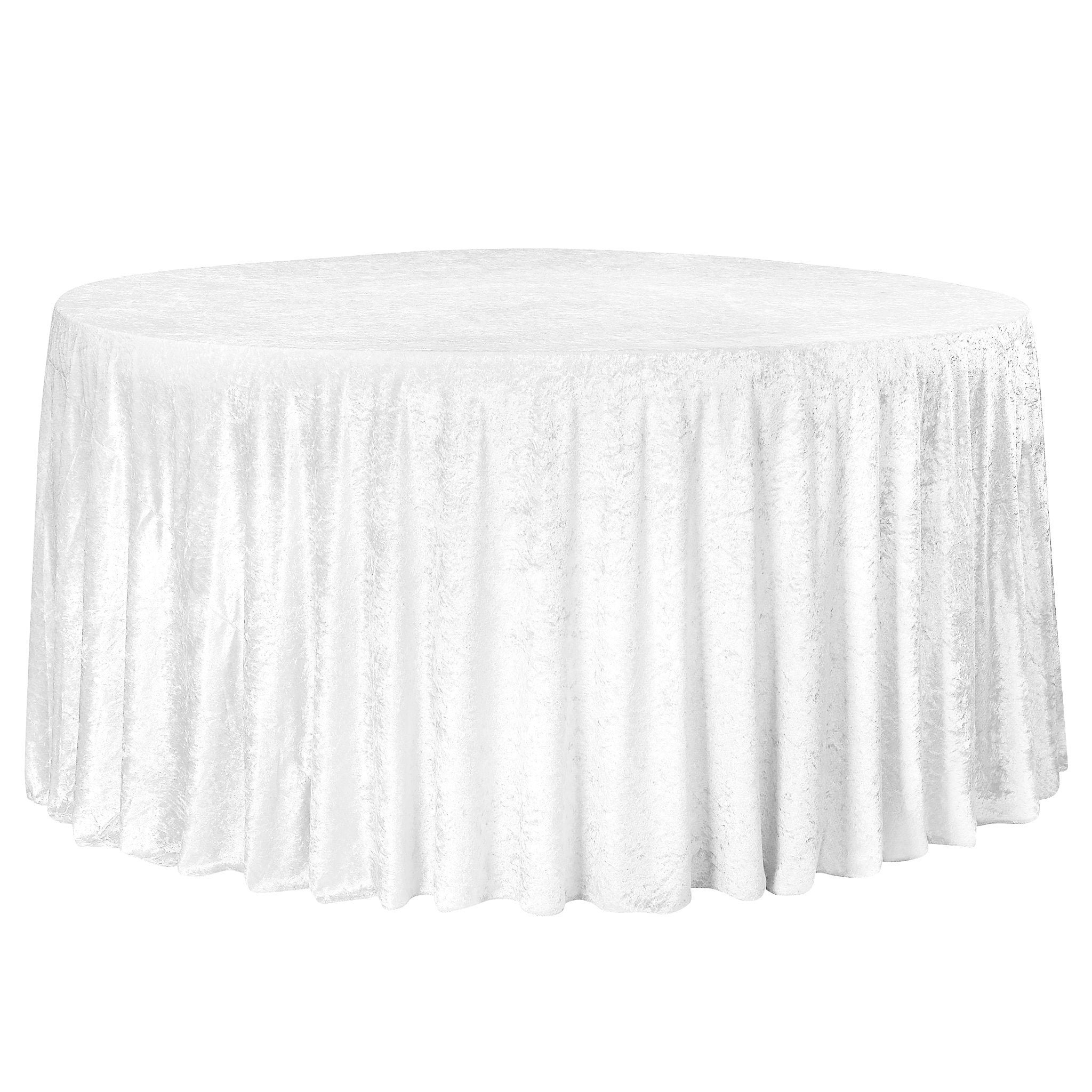 Velvet 120" Round Tablecloth - White for event rental
